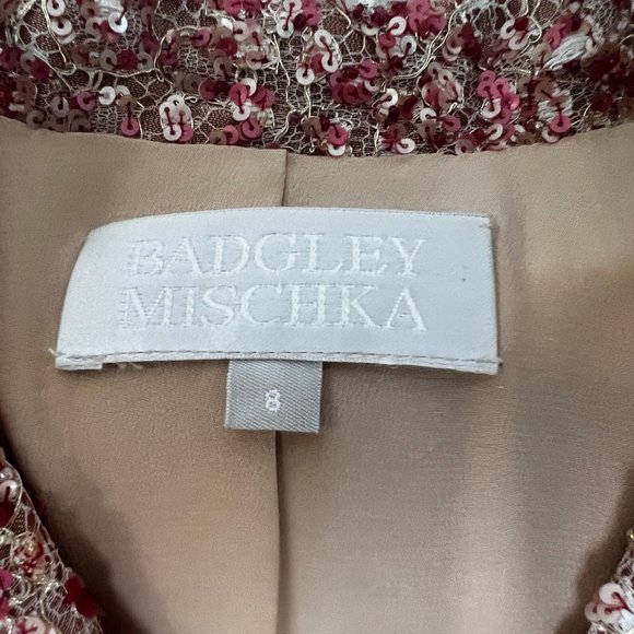 Badgley Mischka Sequin-Embroidered Jacket in Pink/Magenta Size 8 - Picture 2 of 5